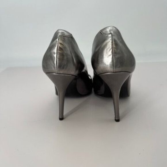 Pierre Hardy Womens Silver Metallic Leather Peep Toe Heels size 8 / 38.5 - Picture 8 of 11